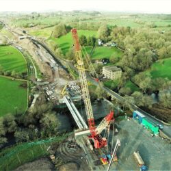 Arial view of beam installation